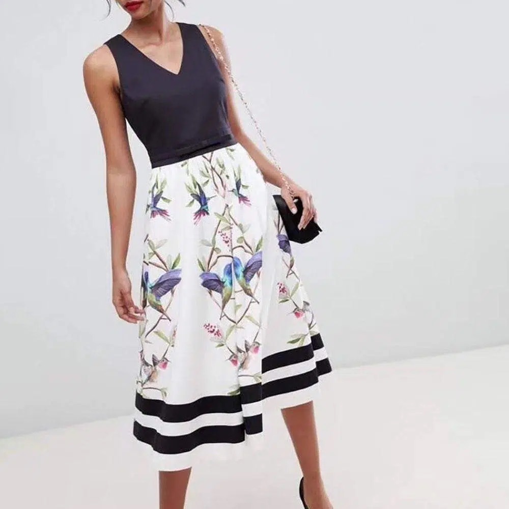 Ted Baker London Hummingbird Midi Dress/ size 3